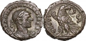 Aurelian (270-275). BI Tetradrachm, Alexandria mint, RY 6 (274/5 AD). Obv. Laureate and cuirassed bust right. Rev. Eagle standing right, holding palm-...