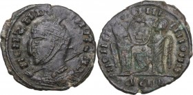 Uncertain Germanic tribes. Pseudo-Imperial coinage. AE 18 mm. Imitating Siscia mint Follis of Constantine I, 4th-5th century. Obv. Helmeted, draped, a...