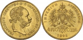 Austria. Franz Joseph (1848-1916). 4 Florins-10 Francs 1892 Restrike. KM 2260; Fried. 503R. AV. 19.00 mm. About FDC.