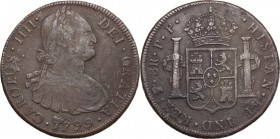 Bolivia. Carlos IV (1788-1808). AR 8 Reales 1799, Potosì mint. KM 73. AR. 25.85 g. 41.00 mm. VF.