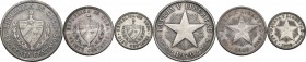 Cuba. First Republic (1902-1962). Lot of three (3) coins: 40 centavos 1920, 20 centavos 1948 and 10 centavos 1948. KM 14.3, 13,2, A12. AR.