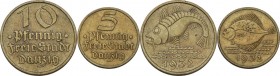 Danzig. Free city. Lot of two (2) coins: 10 pfennig and 5 pfennig 1932. KM 151, 152. AL-AE.