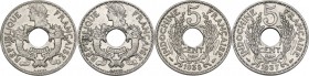 French Indochina. Lot of two (2) coins: 5 cent 1937 (Cu-Ni) and 1938 (Ni-Brass). KM 18, 18.1; Gad. 11, 12. CU-NI, NI-Brass. In near mint state
