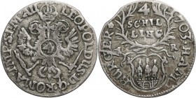 Germany. Leopold I (1658-1705). AR 4 Schilling 1703, Hamburg mint. Gaed. 734. AR. 2.83 g. 21.00 mm. About VF.