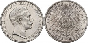 Germany. Wilhelm II (1888-1918). AR 3 Mark, Berlin mint, 1909 A. KM 527. AR. 16.64 g. 33.00 mm. Good VF/About EF.