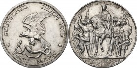 Germany. Wilhelm II (1888-1918). AR 3 Mark, Berlin mint, 1913 A. KM 534. AR. 16.66 g. 33.00 mm. About EF. For the 100 years anniversary of the defeat ...