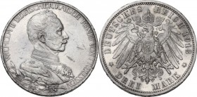 Germany. Wilhelm II (1891-1918). AR 3 Mark , Berlin mint, 1913 A. KM 535. AR. 16.60 g. 33.00 mm. Good VF.