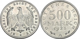 Germany. Weimar Republic (1918-1933). AL 500 Mark 1923 A. Jaeger 305. AL. 1.64 g. 27.00 mm. FDC.