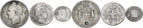 Greece. Lot of three (3) coins: 2 drachmai 1883, drachm 1832 and 1/4 drachm 1833. AR. Holed.