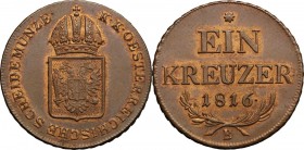 Hungary. Franz II/I (1792-1805-1835). AE Kreuzer, Kremnitz mint, 1816B. Herinek 1086. AE. 8.56 g. 26.00 mm. FDC.