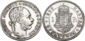 Hungary. Franz Joseph I (1848-1916). AR Gulden 1885, Kremnitz mint. Herinek 614. AR. 12.35 g. 29.00 mm. About EF/EF.