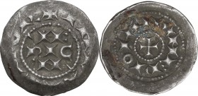 Italy. Enrico III, IV, o V di Franconia (1039-1125). AR Denaro scodellato, Milano mint. Biaggi 1413. AR. 0.67 g. 16.00 mm. VF+.