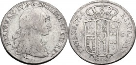 Italy. Ferdinando IV di Borbone (1759-1816). AR 120 Grana 1784, Napoli mint. P/R 48; MIR (Sicilia) 368. AR. 25.06 g. 39.70 mm. RR. About VF/VF.