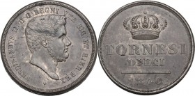 Italy. Ferdinando II di Borbone (1830-1859). AE 10 Tornesi 1840, Napoli mint. P/R 189; MIR (Sicilia) 519/1. AE. 33.37 g. 38.00 mm. In high grade of pr...