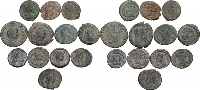 The Roman Empire. Multiple lot of twelve (12) AE Coins. Late Empire. AE. About V...