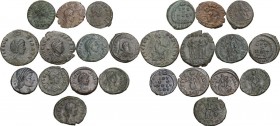 The Roman Empire. Multiple lot of twelve (12) AE Coins. Late Empire. AE. About VF:Good VF.