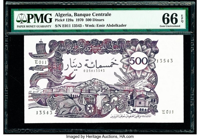 Algeria Banque Centrale d'Algerie 500 Dinars 1970 Pick 129a PMG Gem Uncirculated...