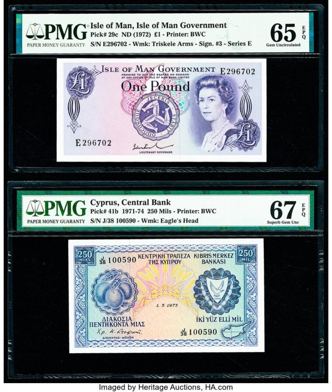 Cyprus, Guernsey and Isle of Man Group Lot of 4 Graded Examples PMG Superb Gem U...