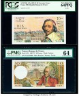France Banque de France 10 Nouveaux Francs; 10 Francs 5.1.1961; 3.9.1970 Pick 142a; 147c Two Examples PCGS Very Choice New 64PPQ; PMG Choice Uncircula...