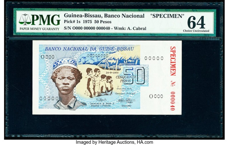 Guinea-Bissau Banco Nacional da Guine-Bissau 50 Pesos 24.9.1975 Pick 1s Specimen...
