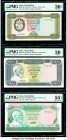 Libya Central Bank of Libya 5; 10 (2) Dinars ND (1971) (2); ND (1980) Pick 36a; 37a; 46a Three Examples PMG Very Fine 30 EPQ; Very Fine 20; About Unci...