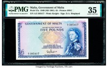 Malta Government of Malta 5 Pounds 1949 (ND 1961) Pick 27a PMG Choice Very Fine 35. 

HID09801242017

© 2020 Heritage Auctions | All Rights Reserved