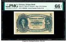 Norway Norges Bank 5 Kroner 1943 Pick 7c PMG Gem Uncirculated 66 EPQ. 

HID09801242017

© 2020 Heritage Auctions | All Rights Reserved