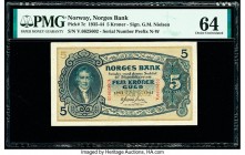 Norway Norges Bank 5 Kroner 1943 Pick 7c PMG Choice Uncirculated 64. 

HID09801242017

© 2020 Heritage Auctions | All Rights Reserved