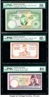 Pakistan State Bank of Pakistan 100; 5; 50 Rupees ND (1957); ND (1972-78); ND (1977-84) Pick 18a; 20a; 30 Three Examples PMG About Uncirculated 55; Ge...