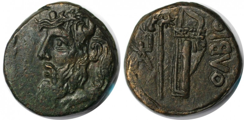 Griechische Münzen, BOSPORUS. SCYTHIA. Olbia. Bronze ca. 330-300 v. Chr. (12,39 ...