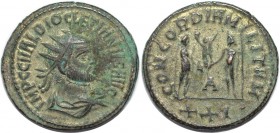 Römische Münzen, MÜNZEN DER RÖMISCHEN KAISERZEIT. Diocletianus 284-305 n. Chr. Antoninianus (4.14 g. 22 mm). Vs.: Kopf des Kaisers. Rs.: Kaiser und Ju...