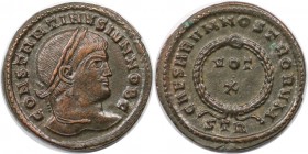 Römische Münzen, MÜNZEN DER RÖMISCHEN KAISERZEIT. Constantinus II. (337-340 n. Chr). Follis 323-324 n. Chr., Trier. (3.10 g. 19.5 mm) Vs.: CONSTANTINV...
