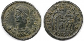 Römische Münzen, MÜNZEN DER RÖMISCHEN KAISERZEIT. Constans (337-350 n. Chr). Follis. (3.43 g. 22.5 mm) Vs.: DN CONSTANS PF AVG, Büste mit pearl diadem...