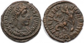 Römische Münzen, MÜNZEN DER RÖMISCHEN KAISERZEIT. Constantius II. (337-361 n. Chr). Follis, Siscia. (2.47 g. 18 mm) Vs.: DN CONSTANTIVS PF AVG, Büste ...