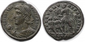 Römische Münzen, MÜNZEN DER RÖMISCHEN KAISERZEIT. Constantius II. (337-361 n. Chr). Follis 348-351 n. Chr., Konstantinopel. (3.36 g. 22 mm) Vs.: DN CO...