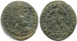 Römische Münzen, MÜNZEN DER RÖMISCHEN KAISERZEIT. Valens (364-378 n. Chr). Follis 367-375 n. Chr., Siscia. (2.71 g. 18 mm) Vs.: D N VALENS PF AVG, Dra...