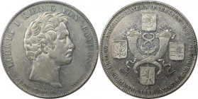 Altdeutsche Münzen und Medaillen, BAYERN / BAVARIA. Ludwig I. (1825-1848). Handelsvertrag zwischen Preußen, Bayern, Württemberg und Hessen. Geschichts...
