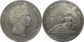 Altdeutsche Münzen und Medaillen, BAYERN / BAVARIA. Ludwig I. (1825-1848). Erste Eisenbahn von Nürnberg nach Fürth. Geschichtstaler 1835. Silber. AKS ...