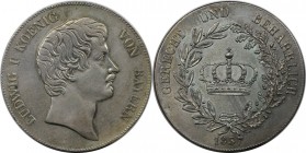 Altdeutsche Münzen und Medaillen, BAYERN / BAVARIA. Ludwig I. (1825-1848). Kronentaler 1837, Silber. Dav. 565, AKS 76, Kahnt 75, Thun 48. Vorzüglich. ...