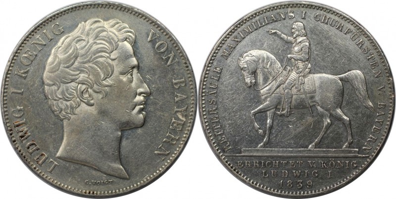 Altdeutsche Münzen und Medaillen, BAYERN / BAVARIA. Ludwig I. (1825-1848). Reite...