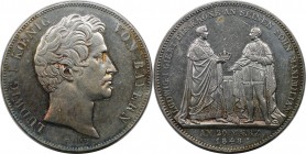 Altdeutsche Münzen und Medaillen, BAYERN / BAVARIA. Ludwig I. (1825-1848). Vereinsdoppeltaler 1848, Übergabe der Krone. Mit Randschrift: * * DREY-EINH...