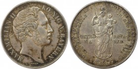 Altdeutsche Münzen und Medaillen, BAYERN / BAVARIA. Maximilian II. (1848-1864). Doppelgulden 1855, Mariensäule in München. Silber. AKS 168. Sehr schön...