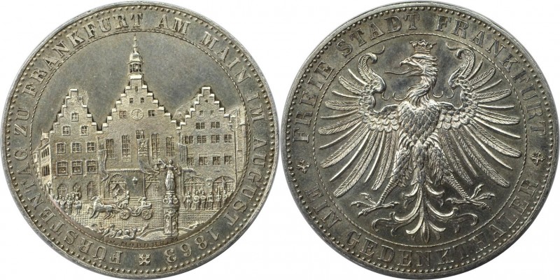 Altdeutsche Münzen und Medaillen, FRANKFURT - STADT. Fürstentag. Gedenktaler 186...