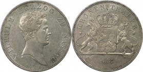 Altdeutsche Münzen und Medaillen, NASSAU. Wilhelm (1816-1839). Kronentaler 1837. Silber. Thun 230, AKS 42. Fast Vorzüglich