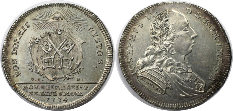 Altdeutsche Münzen und Medaillen, REGENSBURG, STADT. 1/2 Konv.-Taler 1774, mit T...
