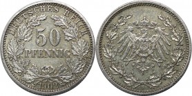 Deutsche Münzen und Medaillen ab 1871, REICHSKLEINMÜNZEN. 50 Pfennig 1902 F, Silber. Jaeger 15. Vorzüglich.