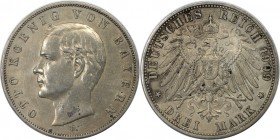 Deutsche Münzen und Medaillen ab 1871, REICHSSILBERMÜNZEN. Bayern. Otto (1886-1913). 3 Mark 1909 D. Silber. Jaeger 47. Sehr Schön-Vorzüglich