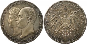 Deutsche Münzen und Medaillen ab 1871, REICHSSILBERMÜNZEN, Mecklenburg-Schwerin. Friedrich Franz IV. (1901-1918). 5 Mark 1904 A, zur Hochzeit mit Alex...