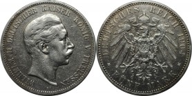 Deutsche Münzen und Medaillen ab 1871, REICHSSILBERMÜNZEN, Preußen. Wilhelm II. (1888-1918). 5 Mark 1904 A. Silber. Jaeger 104. Sehr schön, Kratzer...