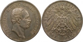 Deutsche Münzen und Medaillen ab 1871, REICHSSILBERMÜNZEN, Sachsen. Friedrich August III. (1904-1918). 3 Mark 1911 E. Silber. Jaeger 135. Stempelglanz...